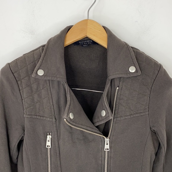 All Saints Kit Biker Sweats Moto Zip Up - Picture 3 of 8